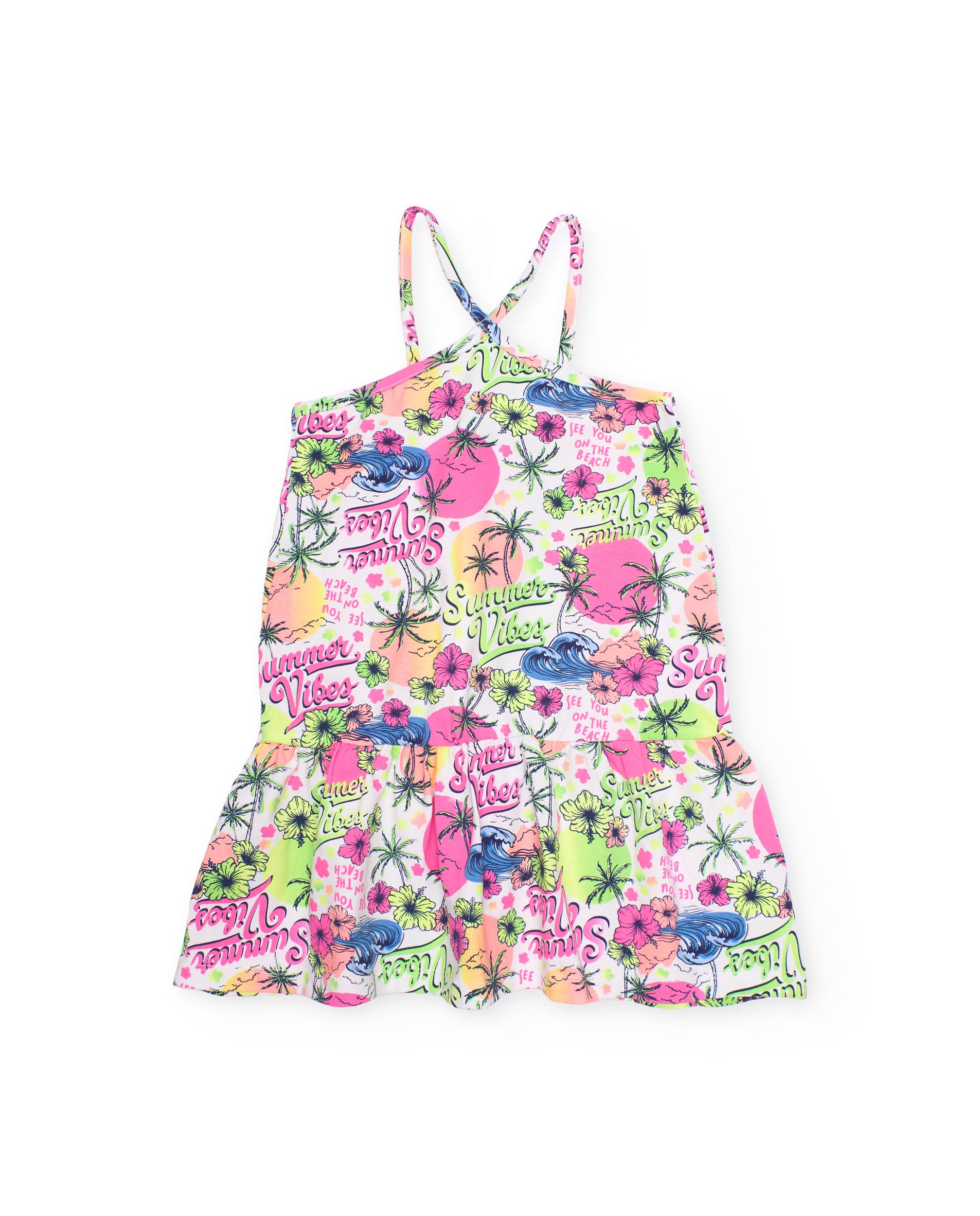 Tuc Tuc vestito bambina spalline rosa palme