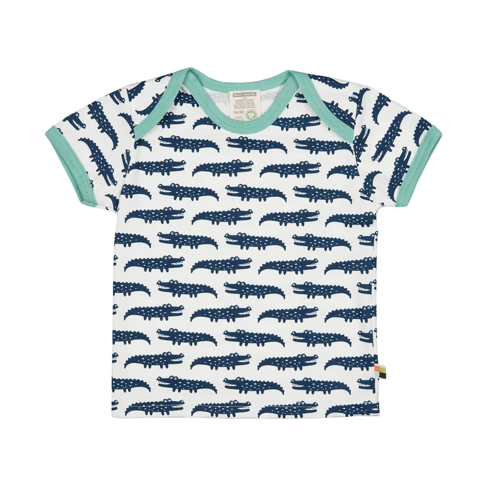 Loud+Proud T-Shirt Coccodrilli Blu Cotone Bio