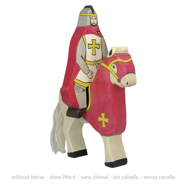 Holztiger Cavaliere mantello rosso figura legno