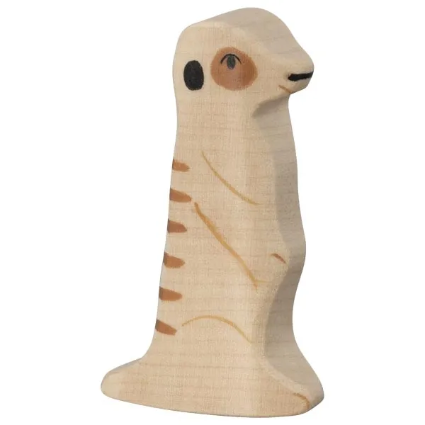 Holztiger Suricato figura in legno dipinta a mano