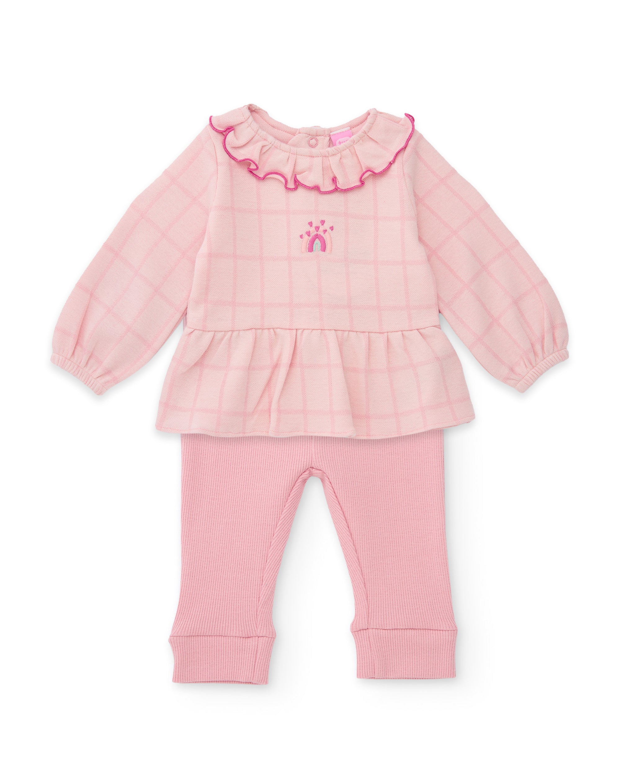 Tuc Tuc completo neonata rosa camicia leggings quadri
