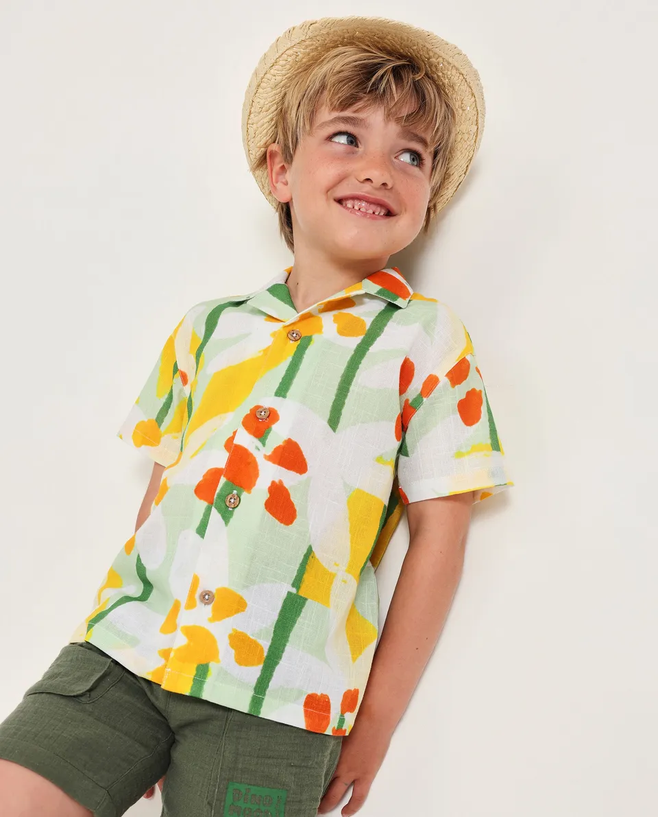 Tuc Tuc camicia bambino verde stampa artistica