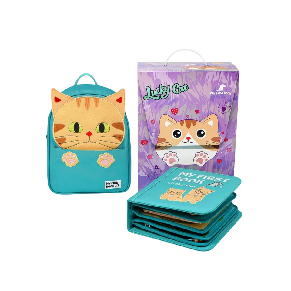 Lucky Cat Quiet Book Montessori Libro in Stoffa 8 Pagine