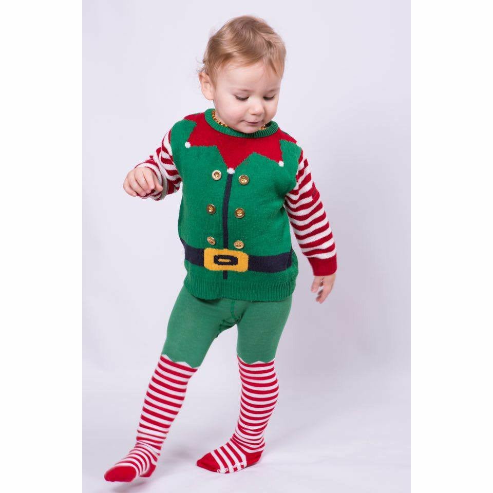 Slugs & Snails Elfish collant bimbi natale righe cotone bio