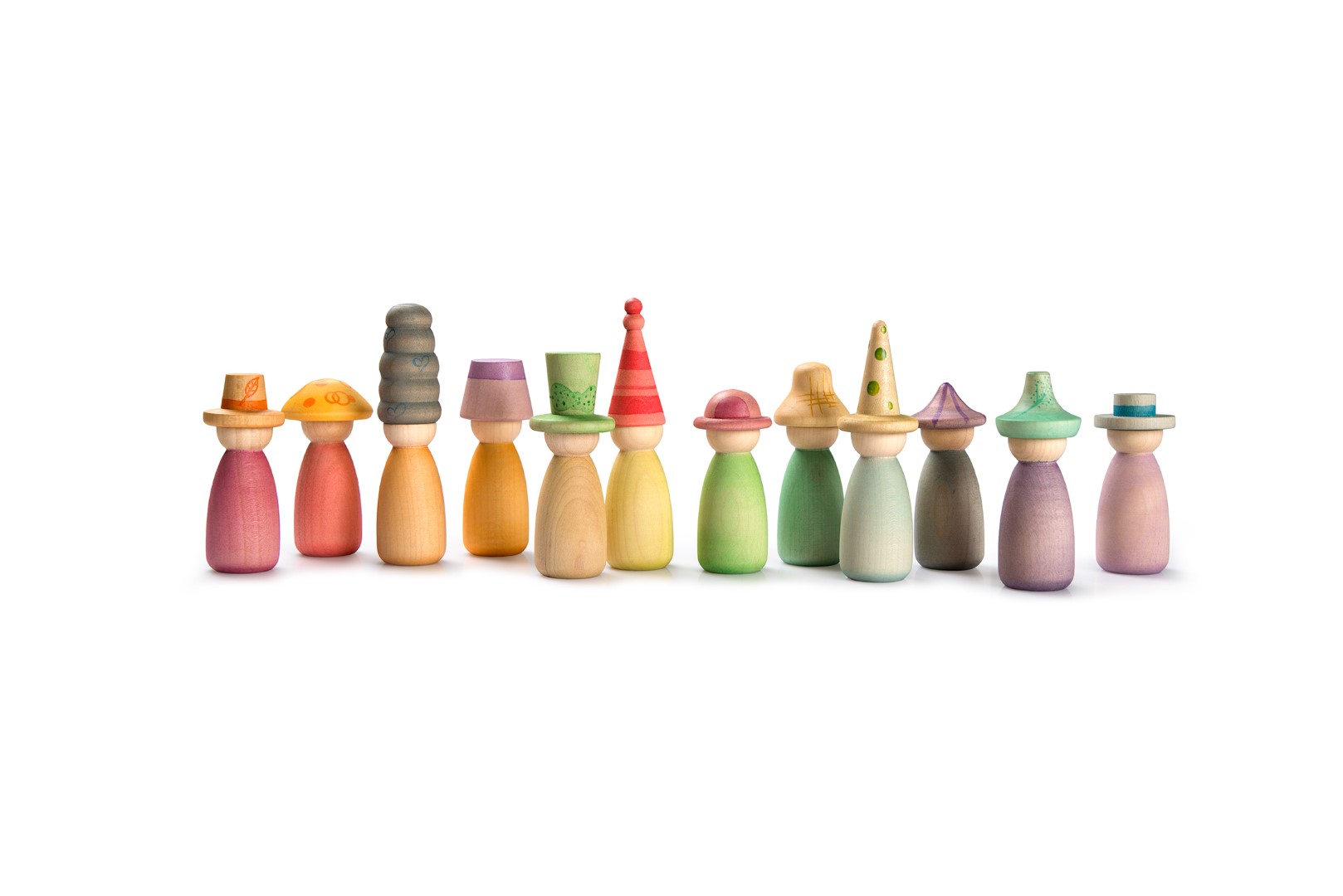 Grapat Fancy Nins set 12 personaggi legno arcobaleno