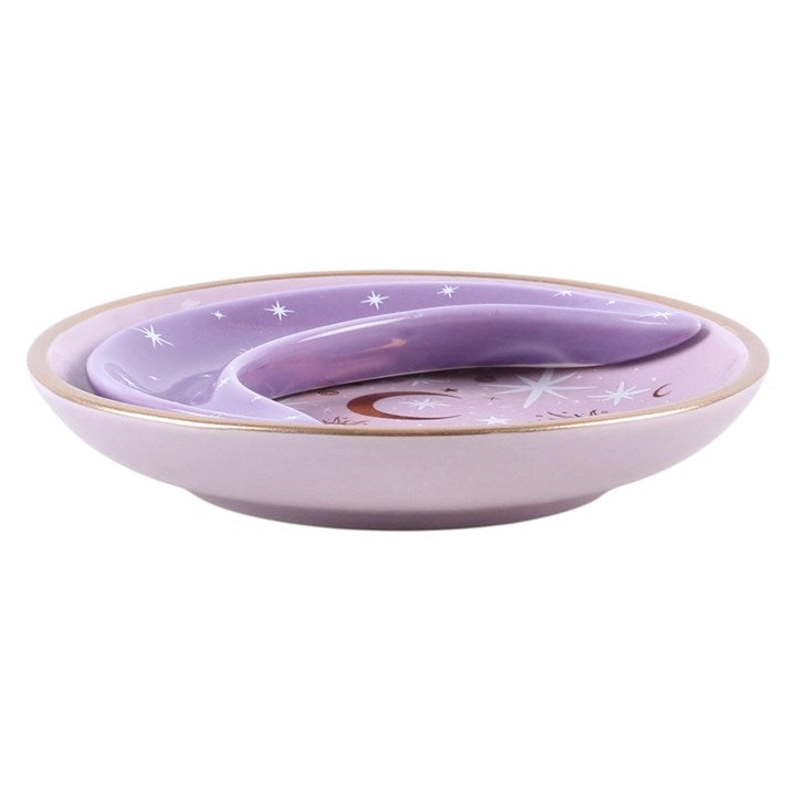 Moon piattini portagioie lilla set 2 pezzi ceramica