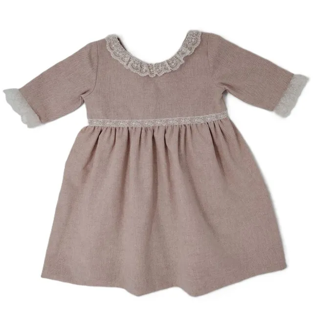 Mebi abito cerimonia bambina rosa nude in pizzo