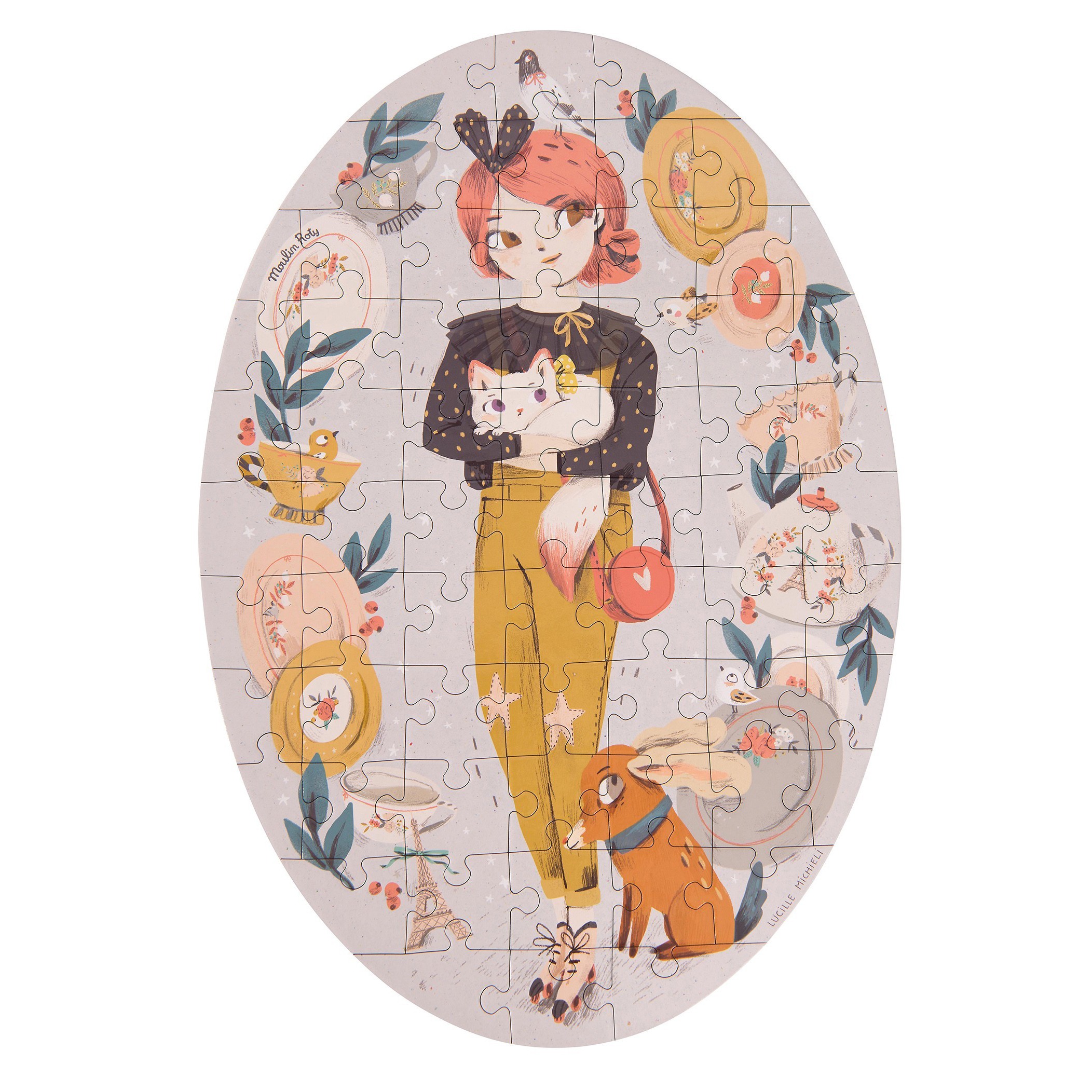 Moulin Roty Les Parisiennes Costance puzzle 65 pezzi ovale