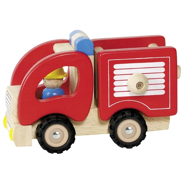 Goki Camion Pompieri automezzo legno rosso gommato