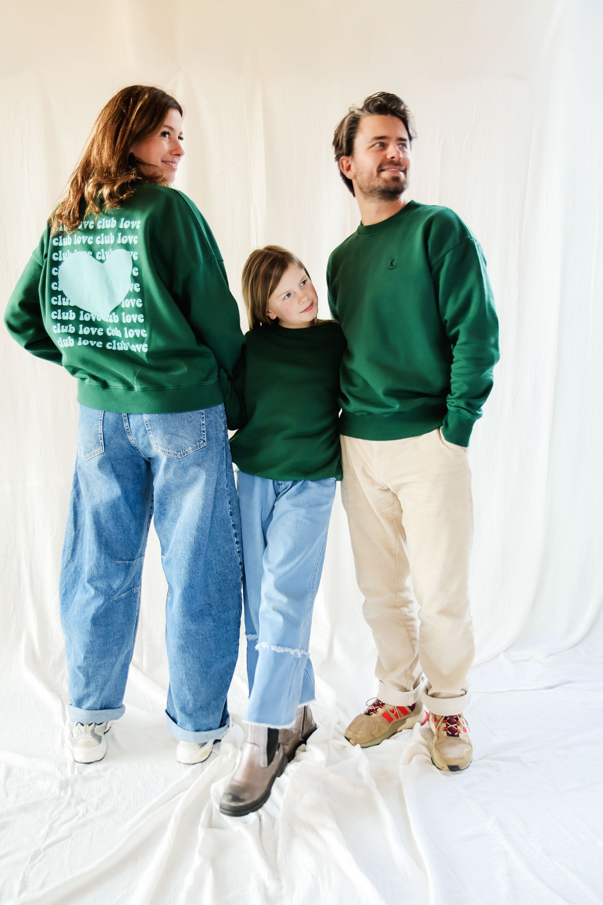 Ella and Rapha Club Love felpa verde bambina oversize