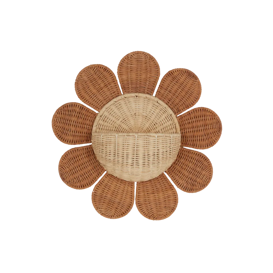 OlliElla Daisy cestino da parete in rattan 40 cm