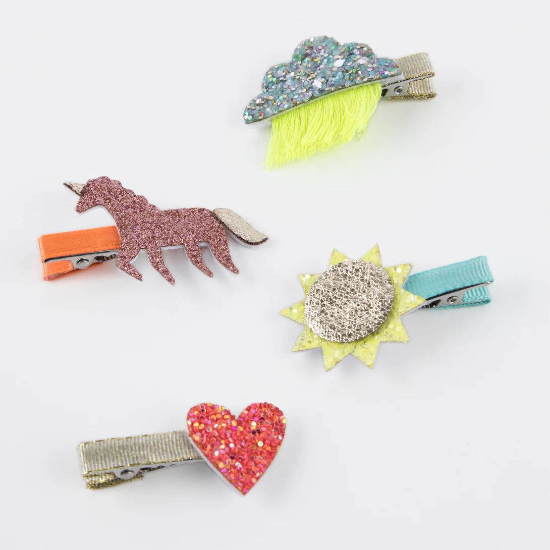 Meri Meri Iconiche set 8 clip per capelli glitter bimba 4+ anni