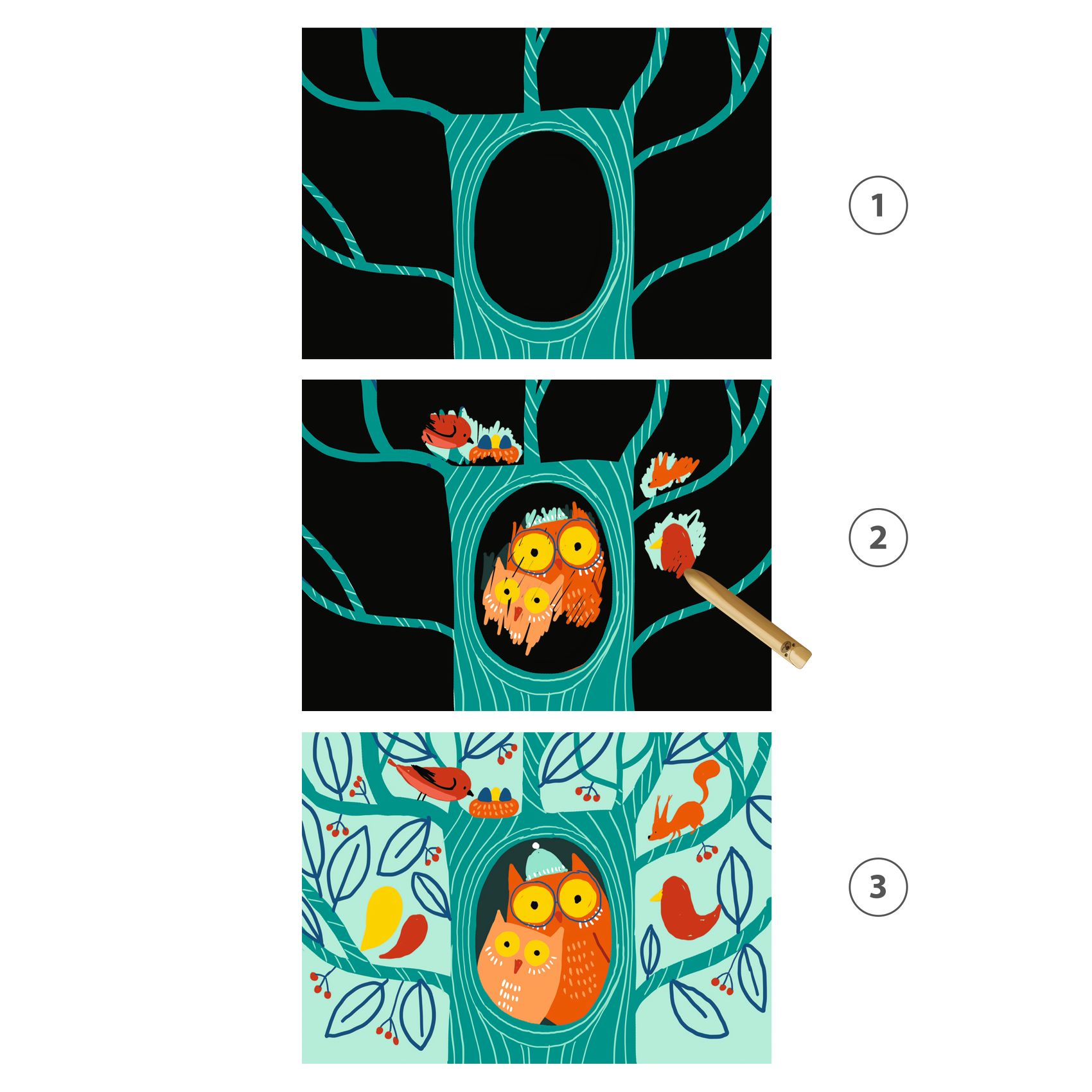 Djeco Animali set 5 carte da grattare prima età