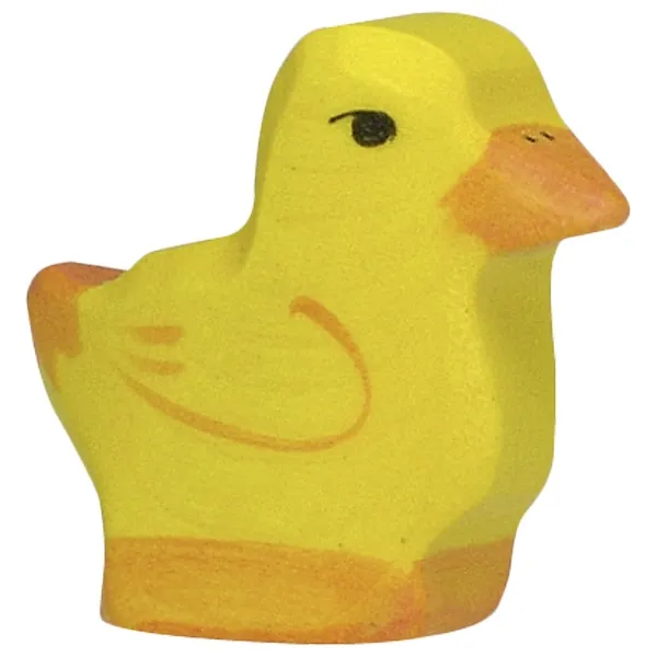 Holztiger Pulcino Giallo 2 figura legno massello dipinta