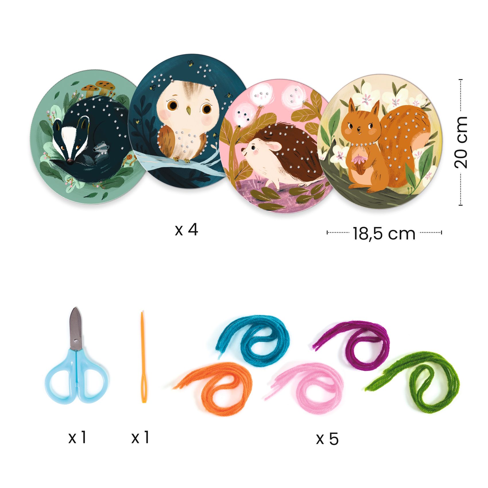 Djeco Primo ricamo kit ricamo bambini 4 quadri dai 3 anni