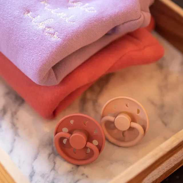 Ella and Rapha Moon ciuccio 0-6 mesi set 2 pezzi blush polvere