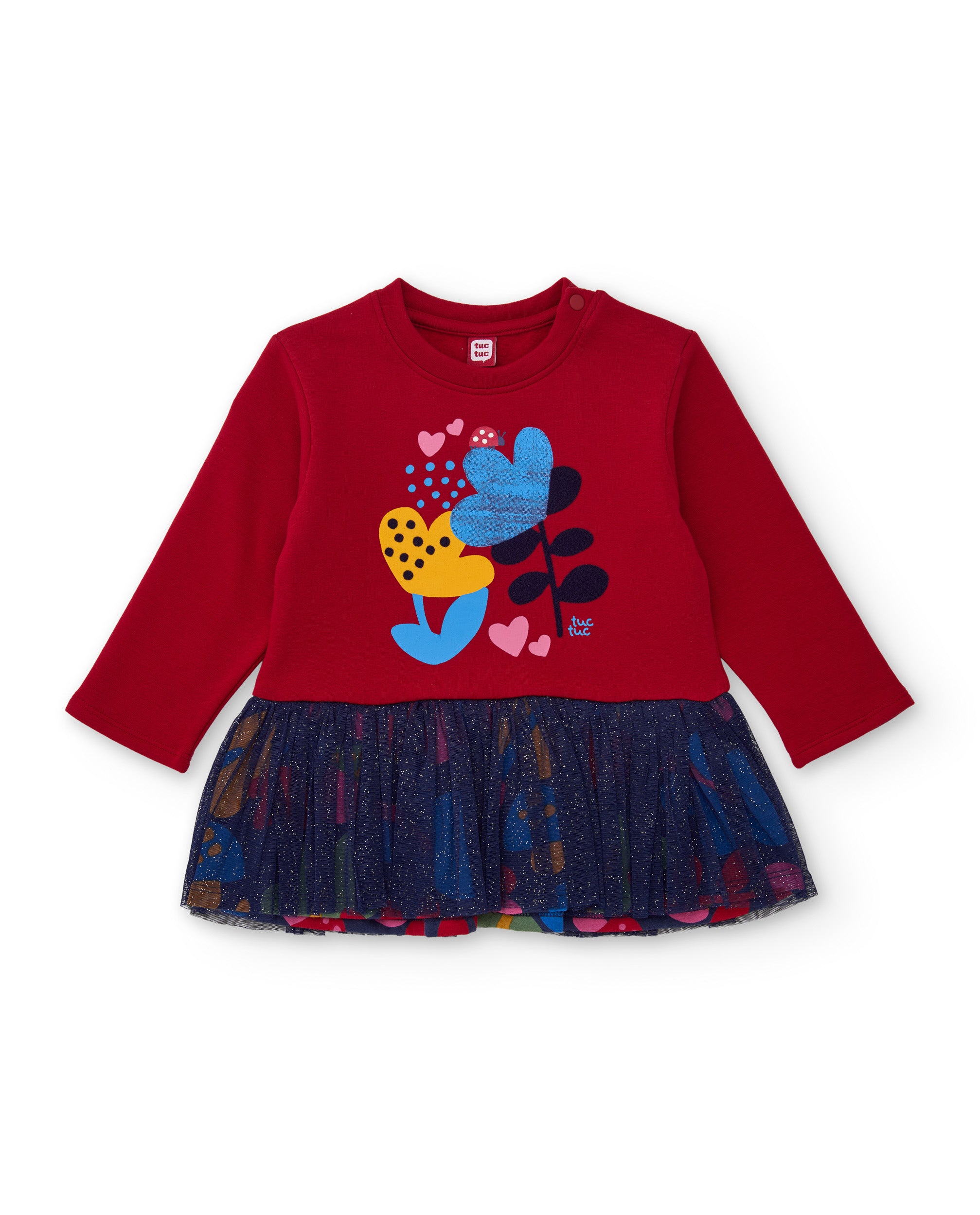Tuc tuc vestito bambina rosso con stampa fiori