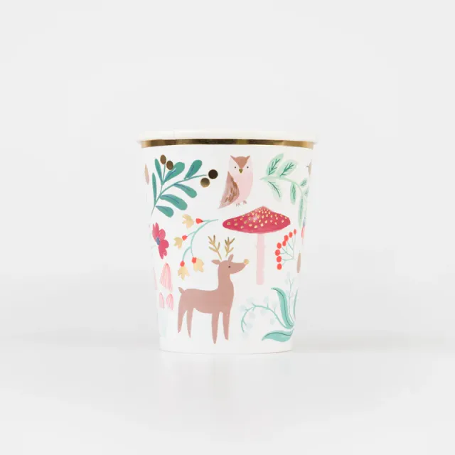 Meri Meri Winter Woodland bicchieri carta 8 pezzi oro