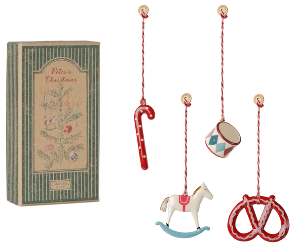 Maileg Peter's Christmas ornamenti albero metallo 4 pezzi