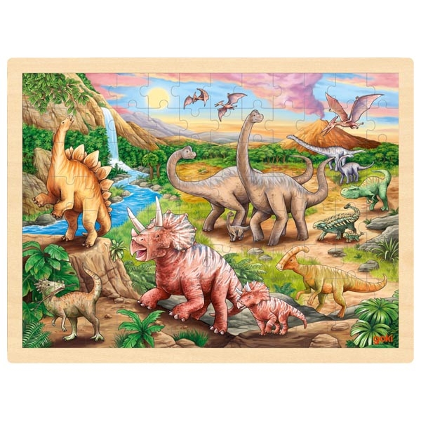 Goki Dinosauri Puzzle Legno 96 Pezzi 30x40 cm