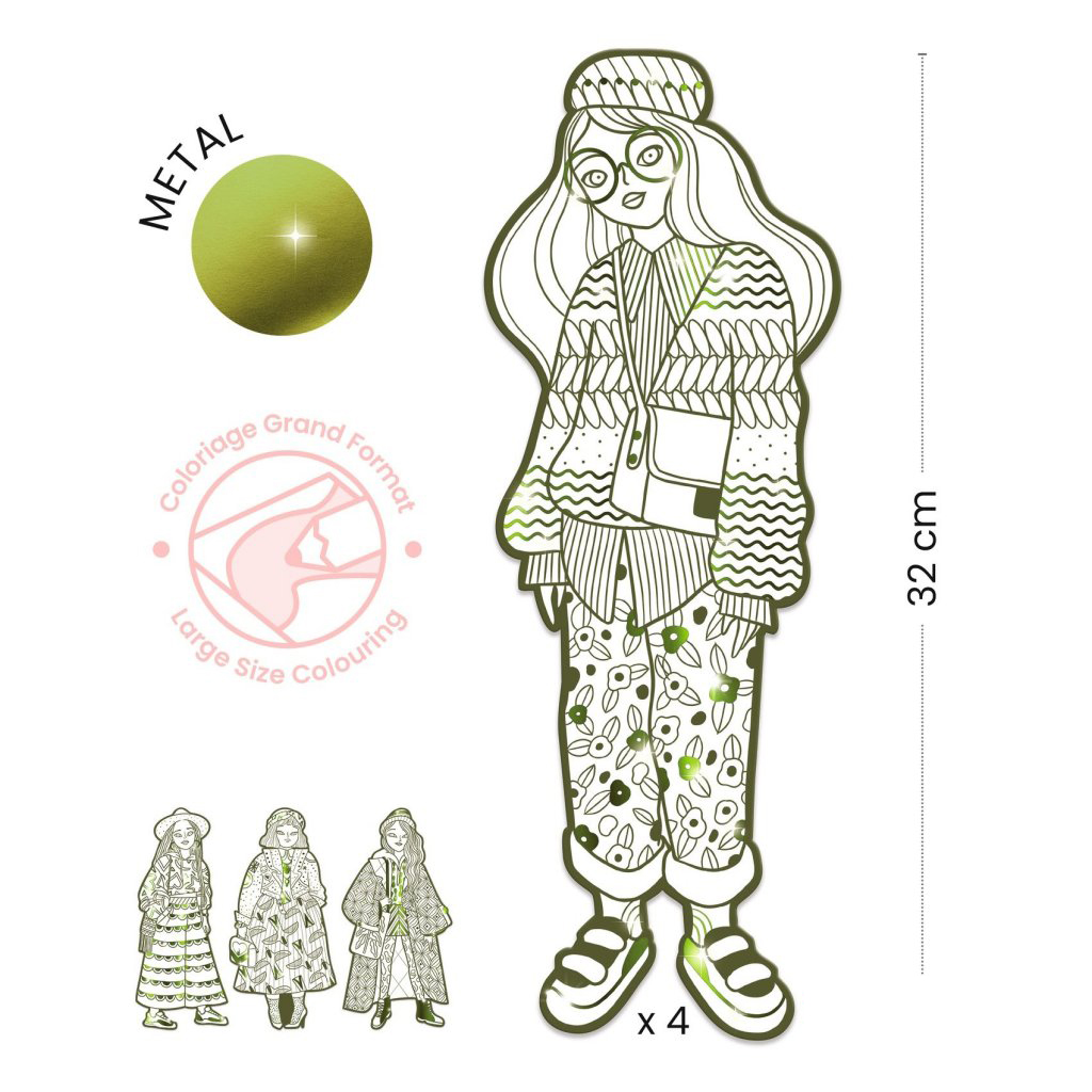 Djeco Bowie & Friends set silhouette da colorare 4 pz