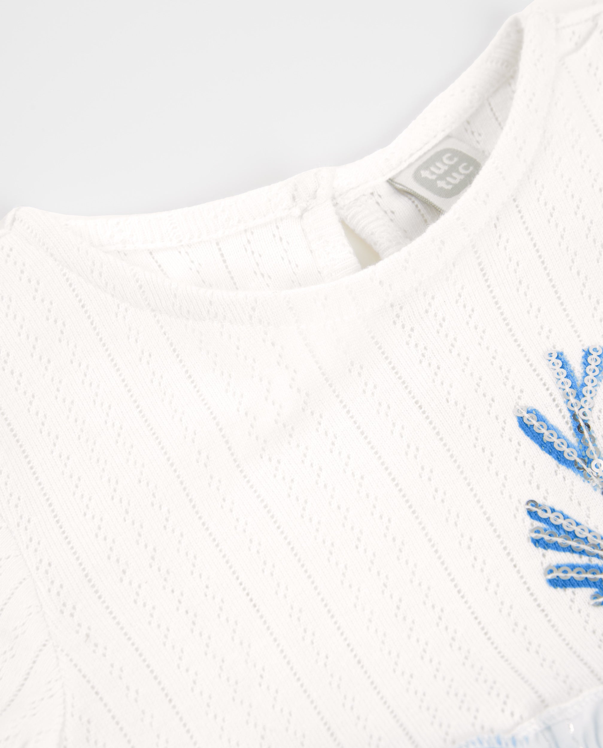 Tuc tuc vestito bambina paillettes bianco e blu
