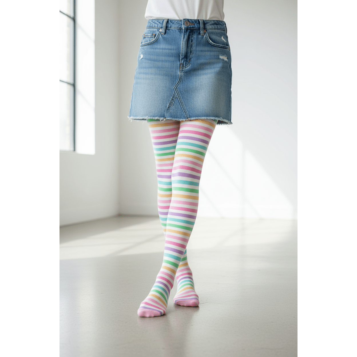 Slugs & Snails Pastel Stripe collant donna cotone bio righe