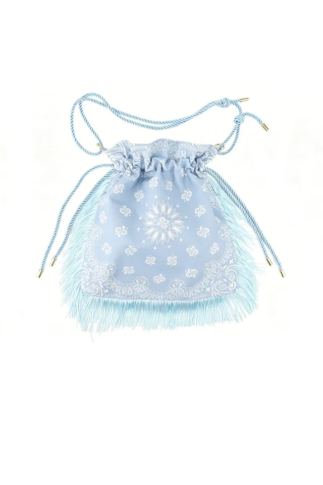 Ella and Rapha Jane Bohemian borsa azzurra frange