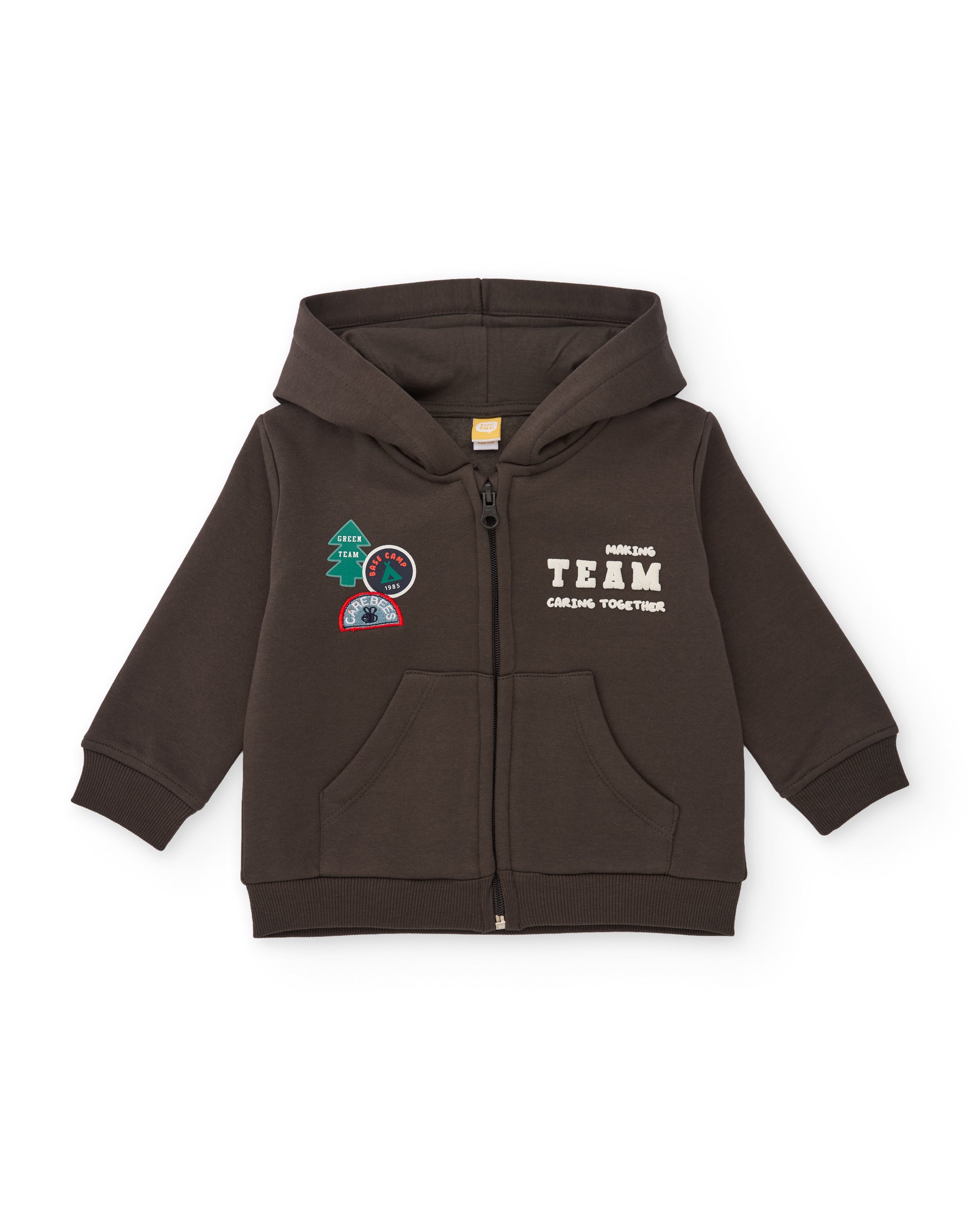 Tuc Tuc tuta bambino pile marrone cappuccio zip