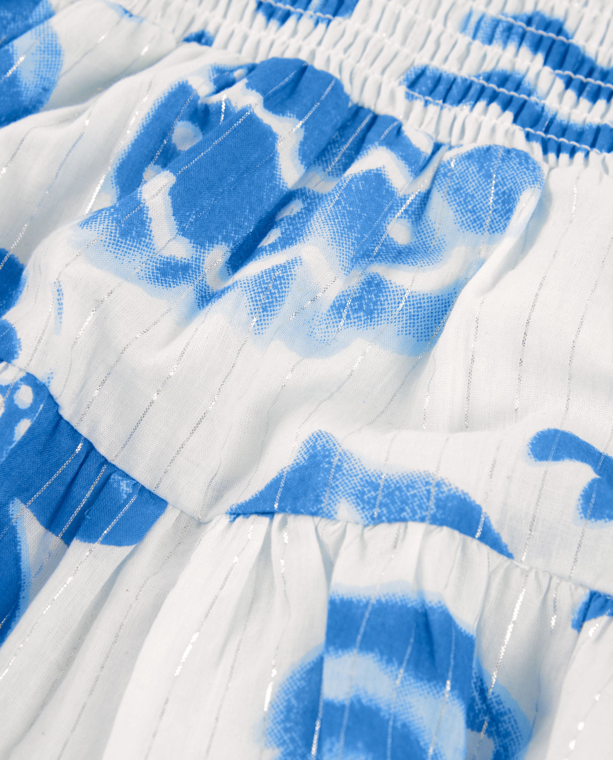Tuc tuc vestito bambina bianco stampa blu smocked