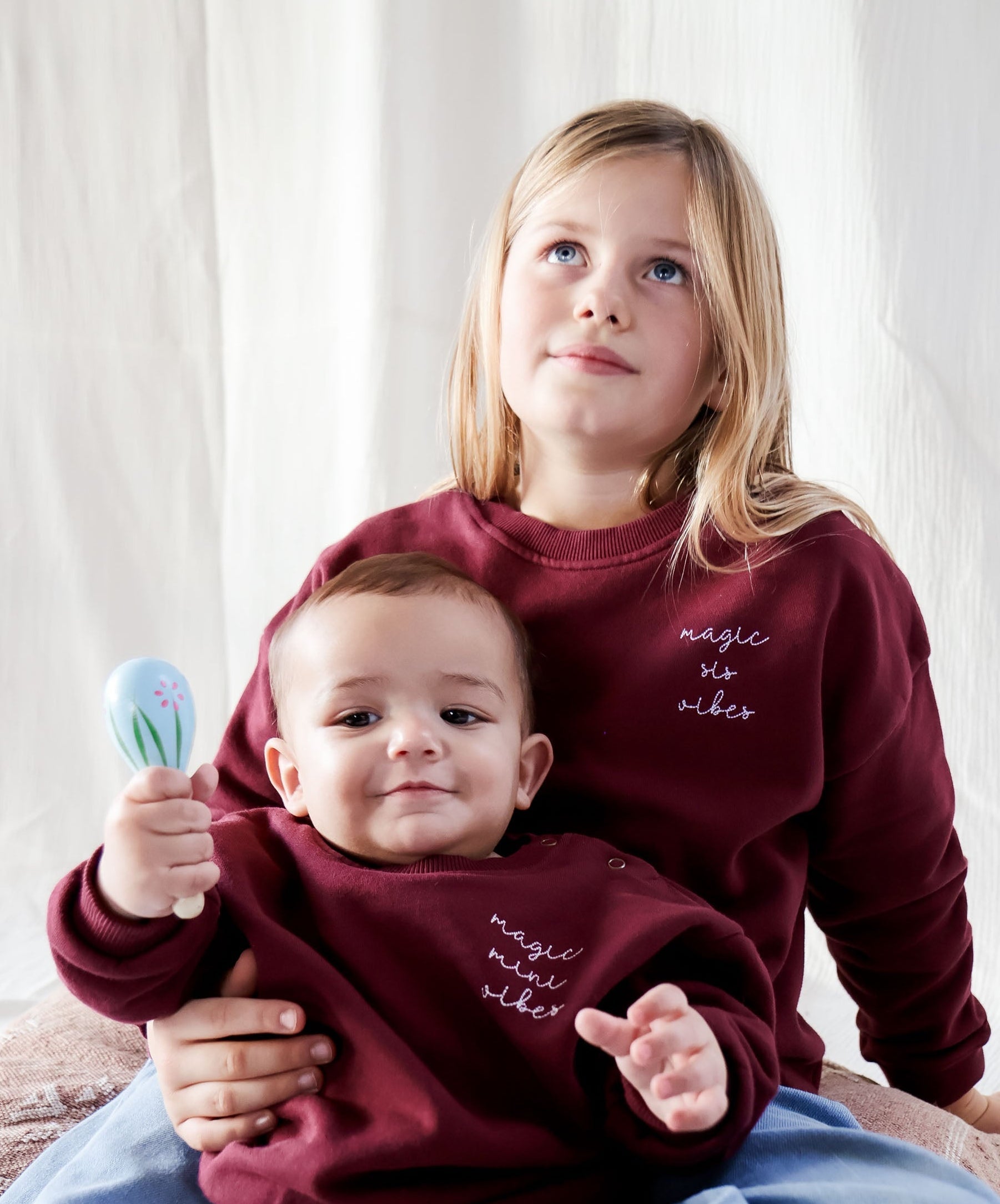 Ella and Rapha Sis felpa bambina bordeaux in cotone