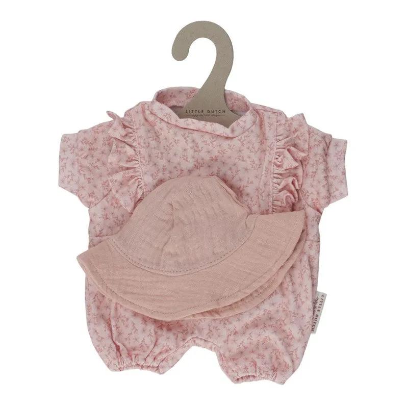Little Dutch Vestito Bambola Rosa Fiori con cappello sole