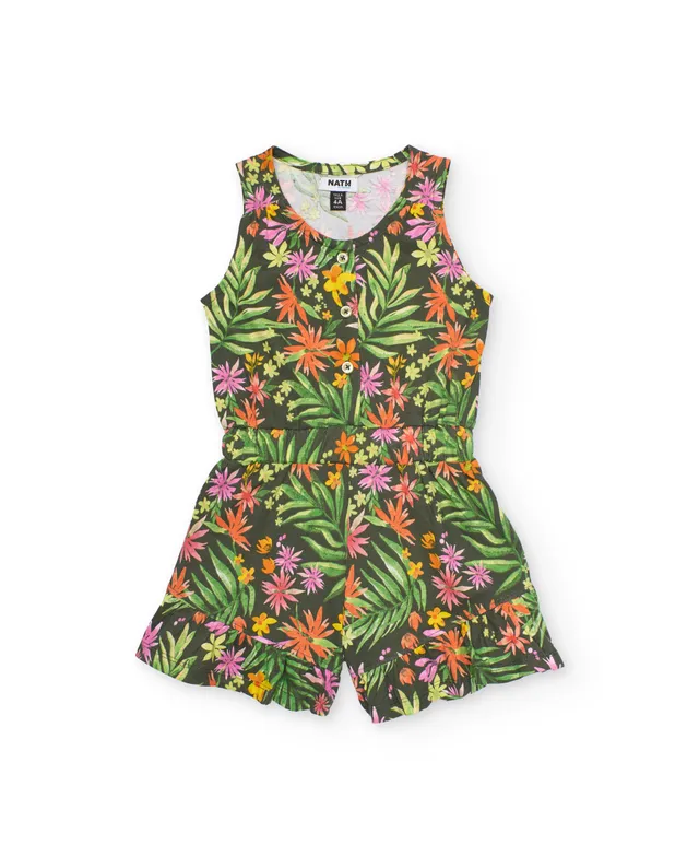 Tuc Tuc pagliaccetto bambina fiori corto verde