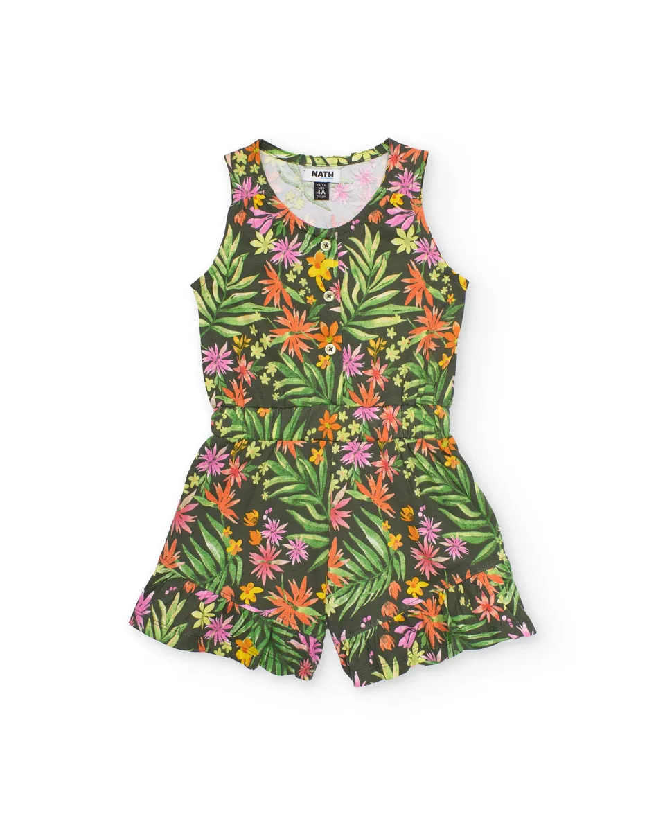Tuc Tuc pagliaccetto bambina fiori corto verde