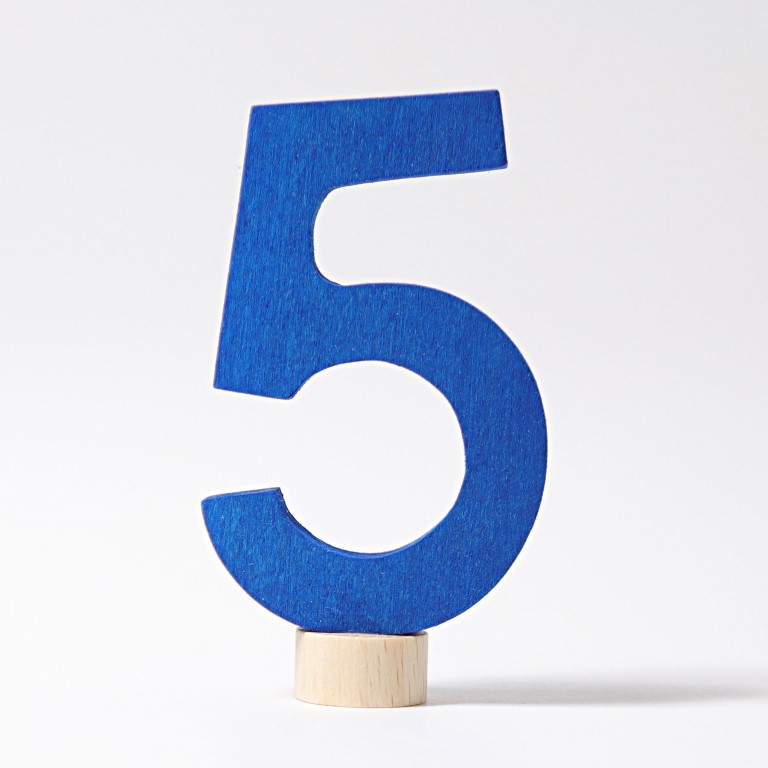 Grimm's numero 5 figura legno decorativa 9 cm colorata