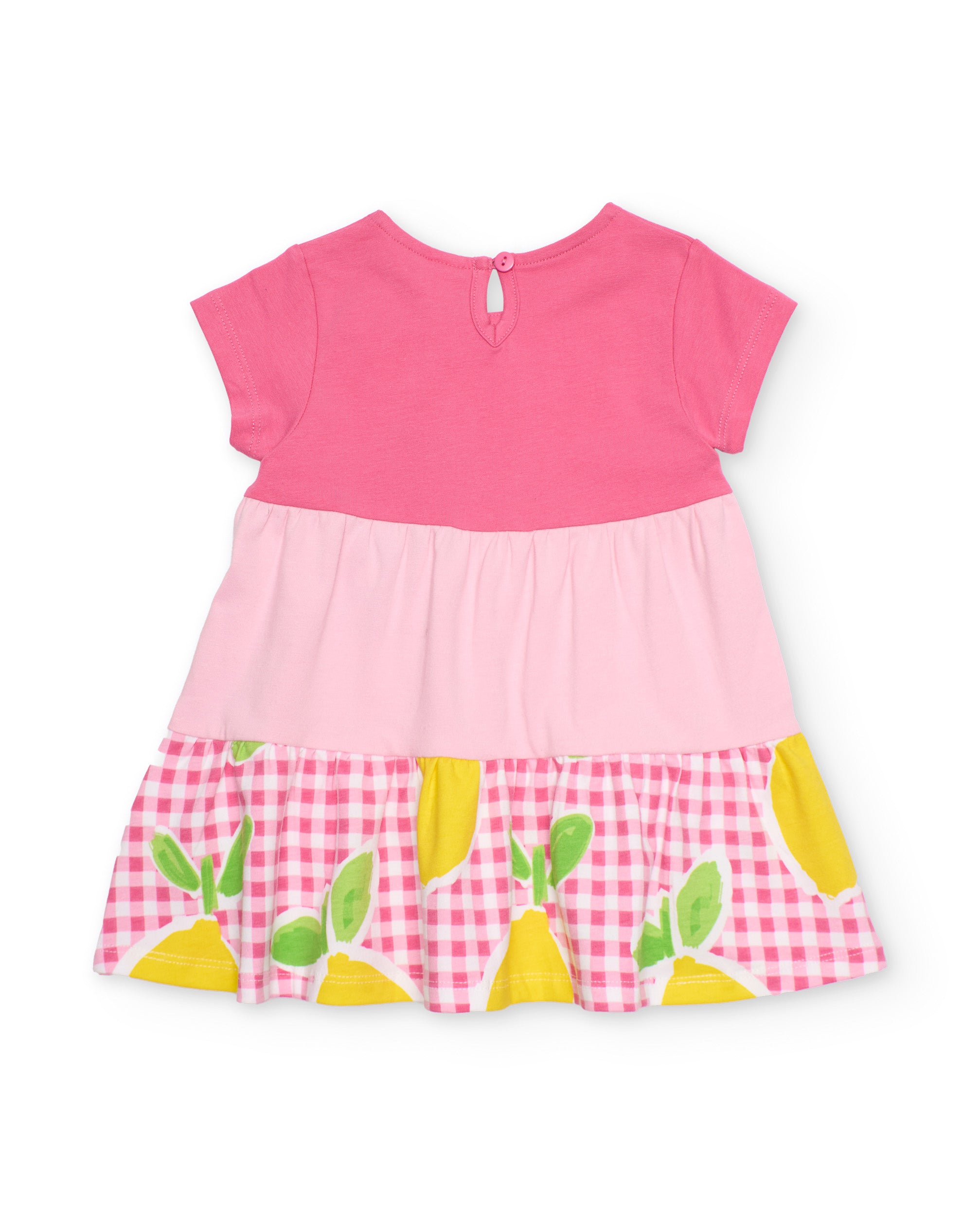 Tuc Tuc vestito bambina rosa quadretti limoni fiore