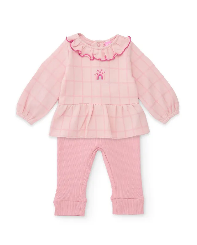 Tuc Tuc completo neonata rosa camicia leggings quadri