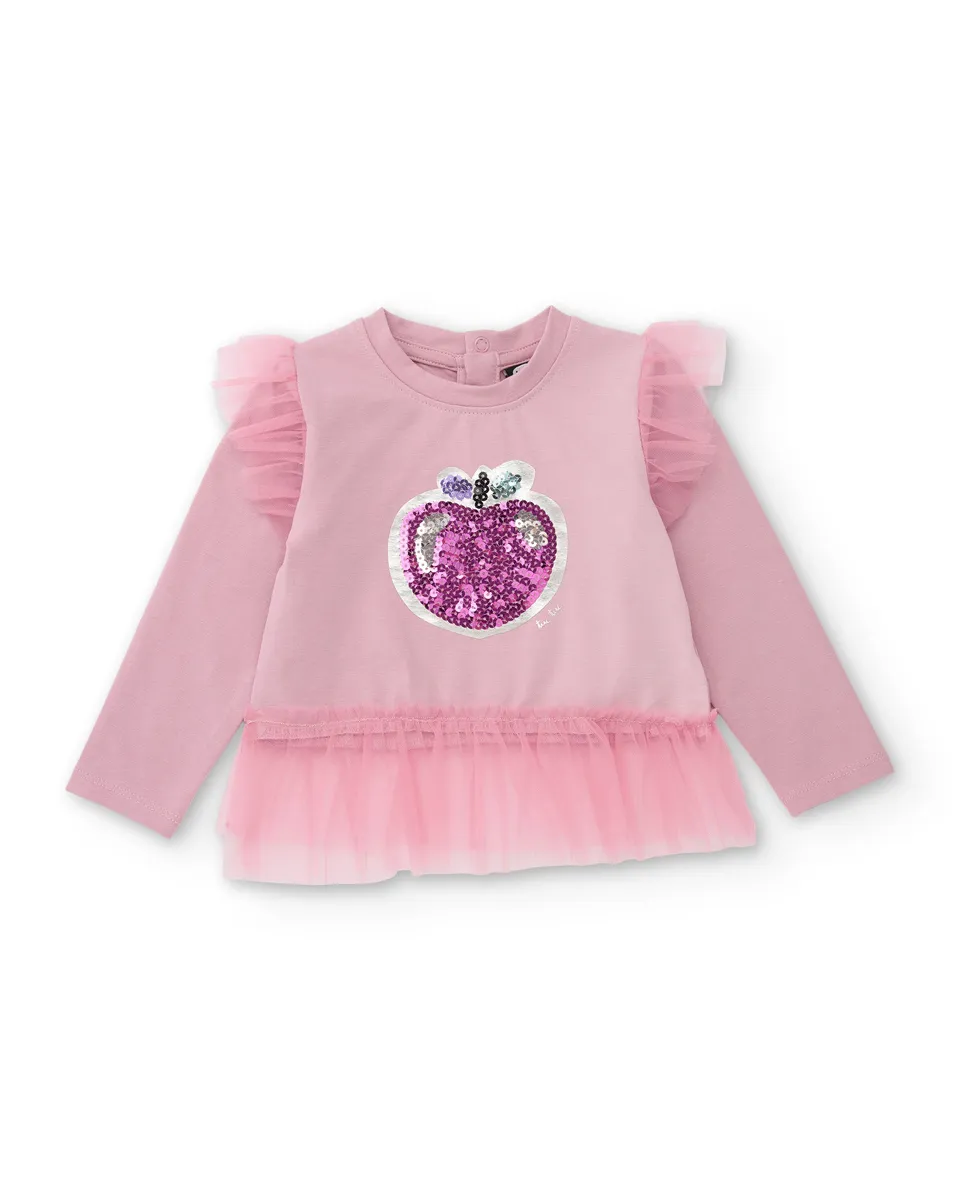 Tuc Tuc maglietta bambina rosa paillettes volant