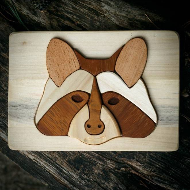 Cocoletes Wood Art puzzle legno procione 9 pezzi 23 cm