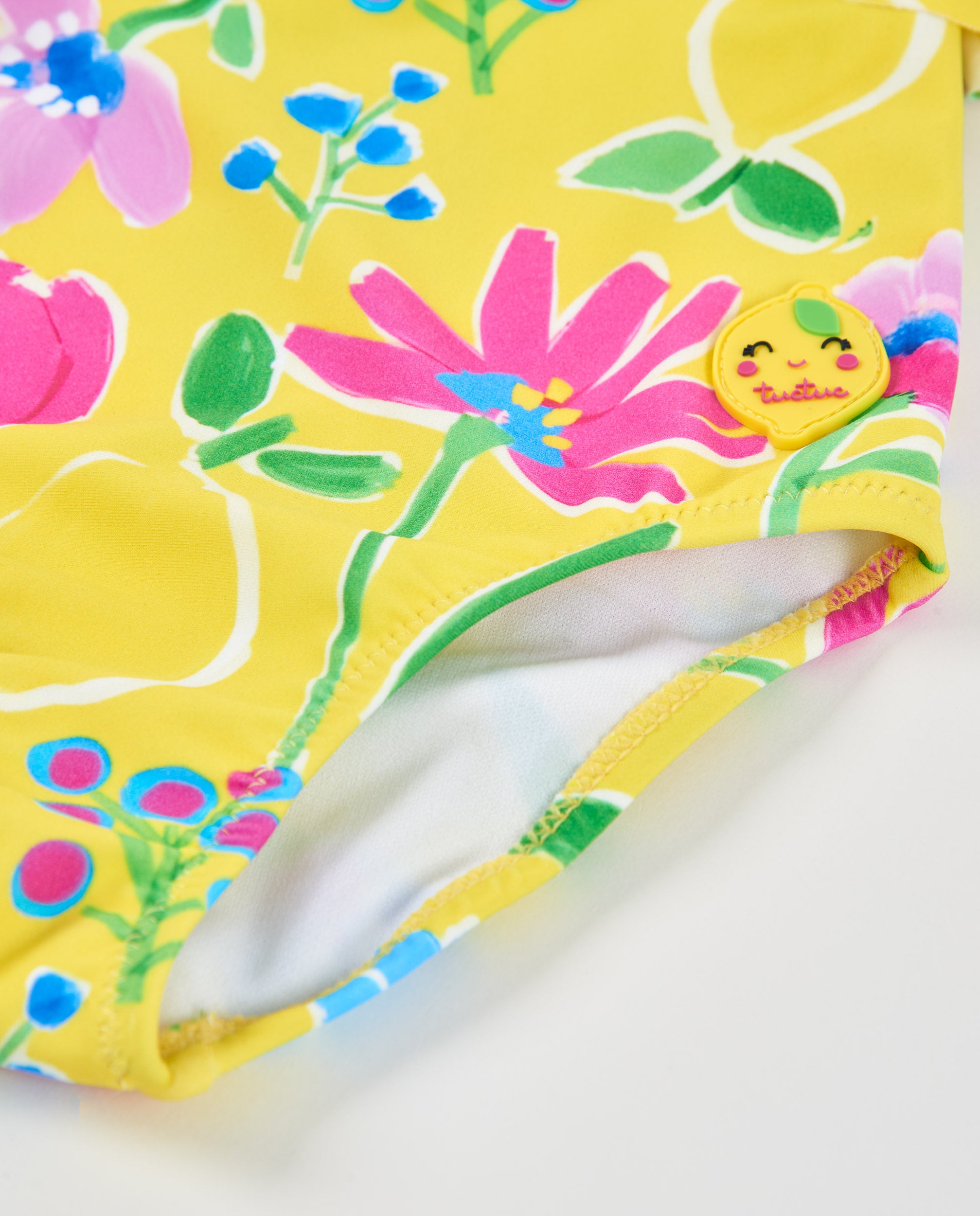 Tuc Tuc costume bambina giallo intero fiori con rouches