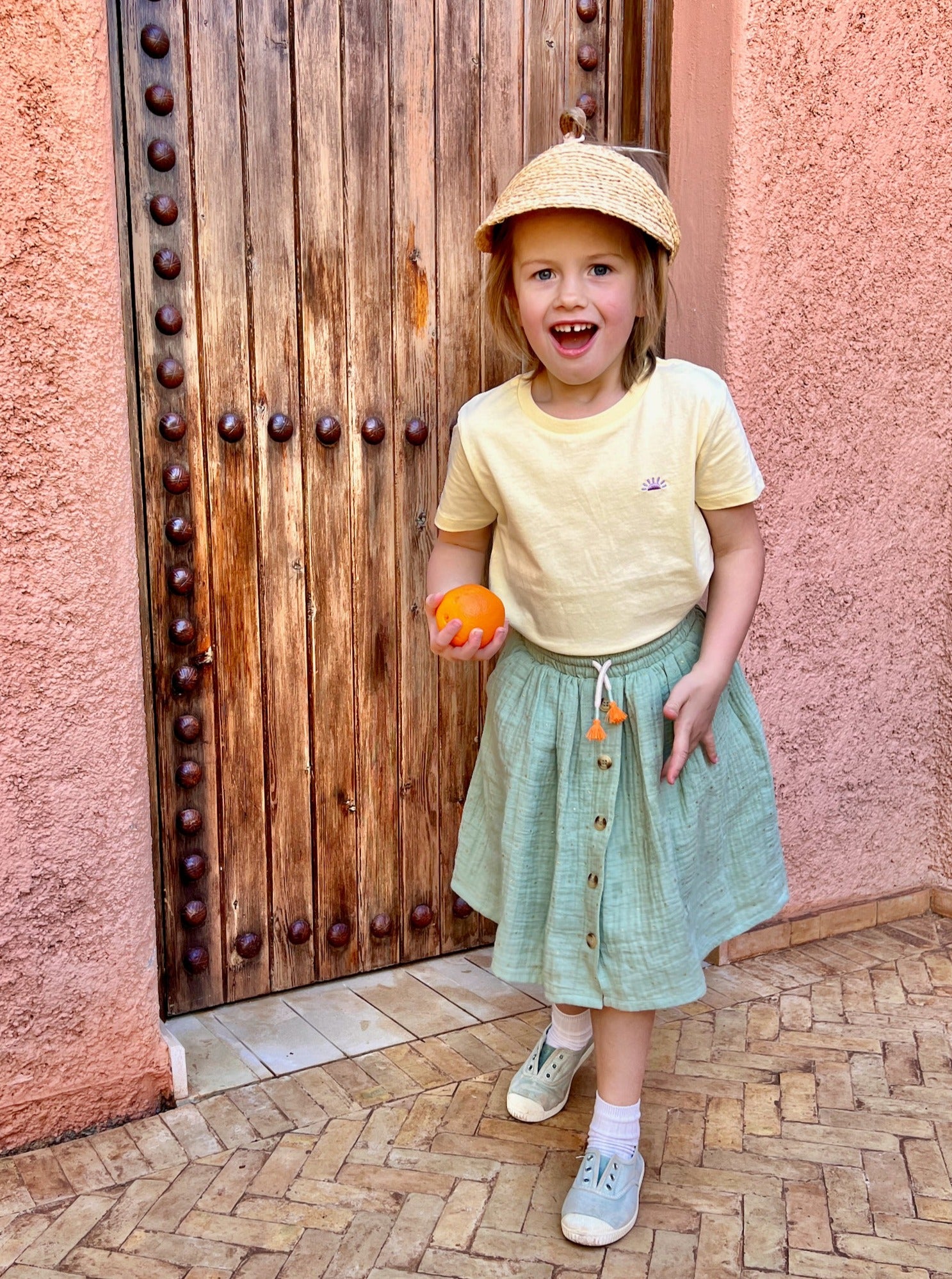 Ella and Rapha Sun t-shirt giallo burro bambino cotone organico