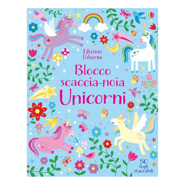Usborne Blocco Scaccia-Noia Unicorni libro 100 pagine