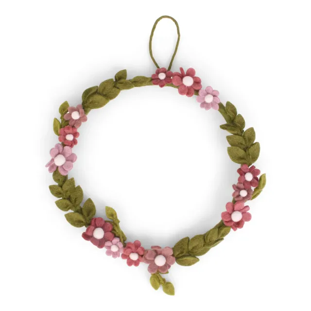 Gry & Sif Anemoni Rosa Ghirlanda in Lana Feltro 28 cm