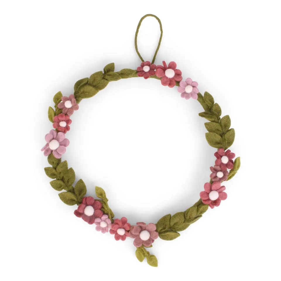 Gry & Sif Anemoni Rosa Ghirlanda in Lana Feltro 28 cm