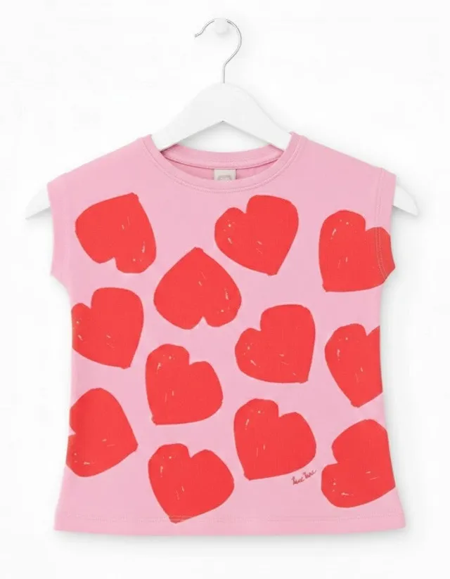 Tuc Tuc maglietta bambina rosa cuore rosso