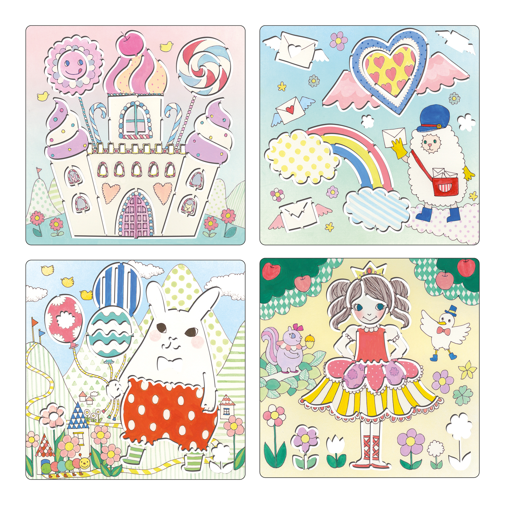 Djeco Kawailand stencil bambini 5 pezzi plastica