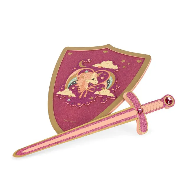 Konges Slojd Unicorn Pink set scudo e spada morbido