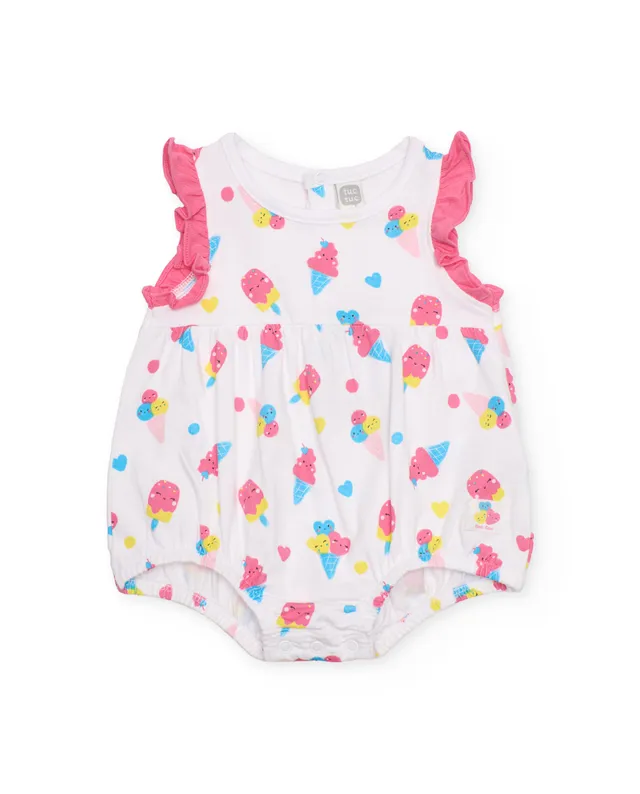 Tuc Tuc pagliaccetto neonata bianco gelati jersey volant