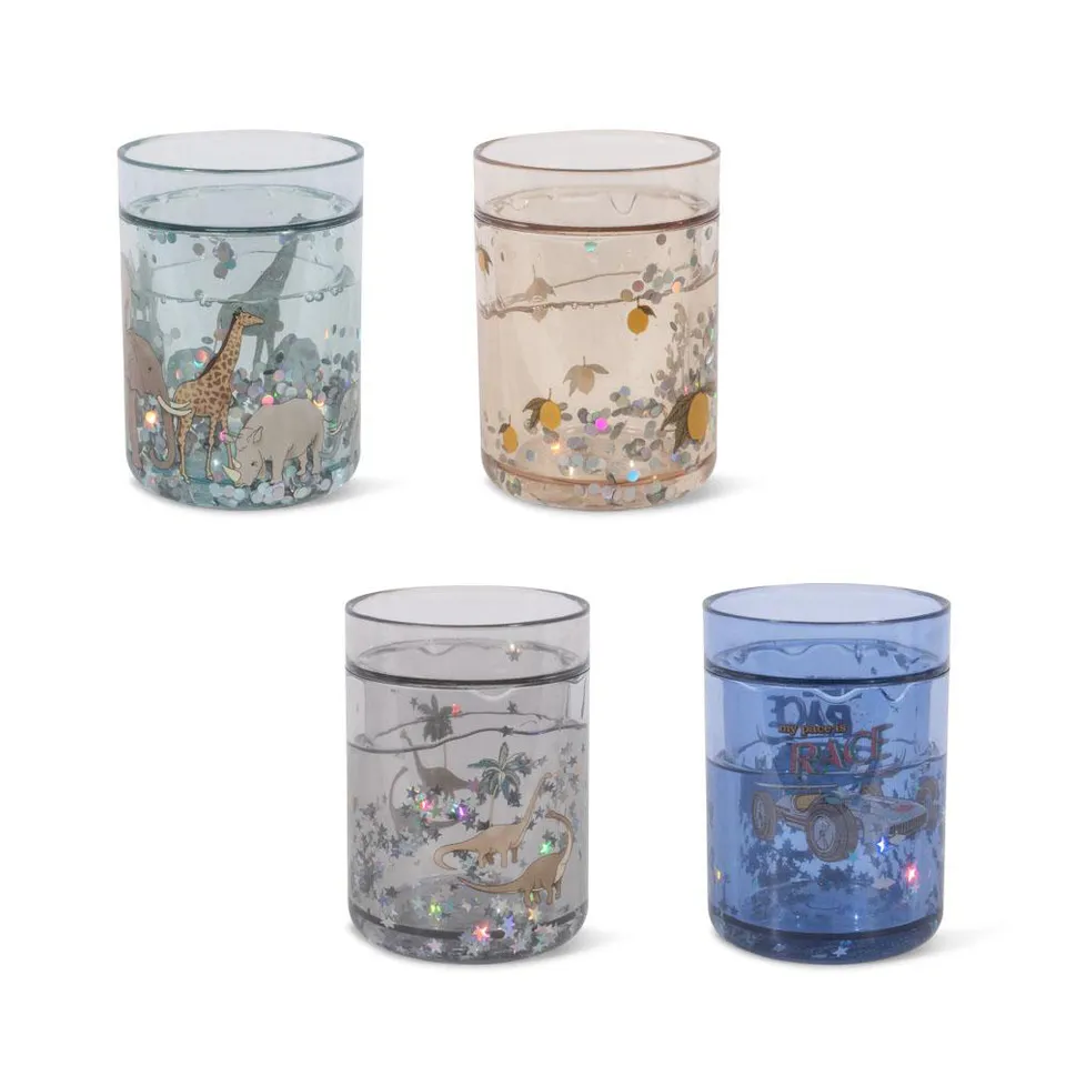 Konges Sløjd bicchieri glitter blue mix 4 pezzi