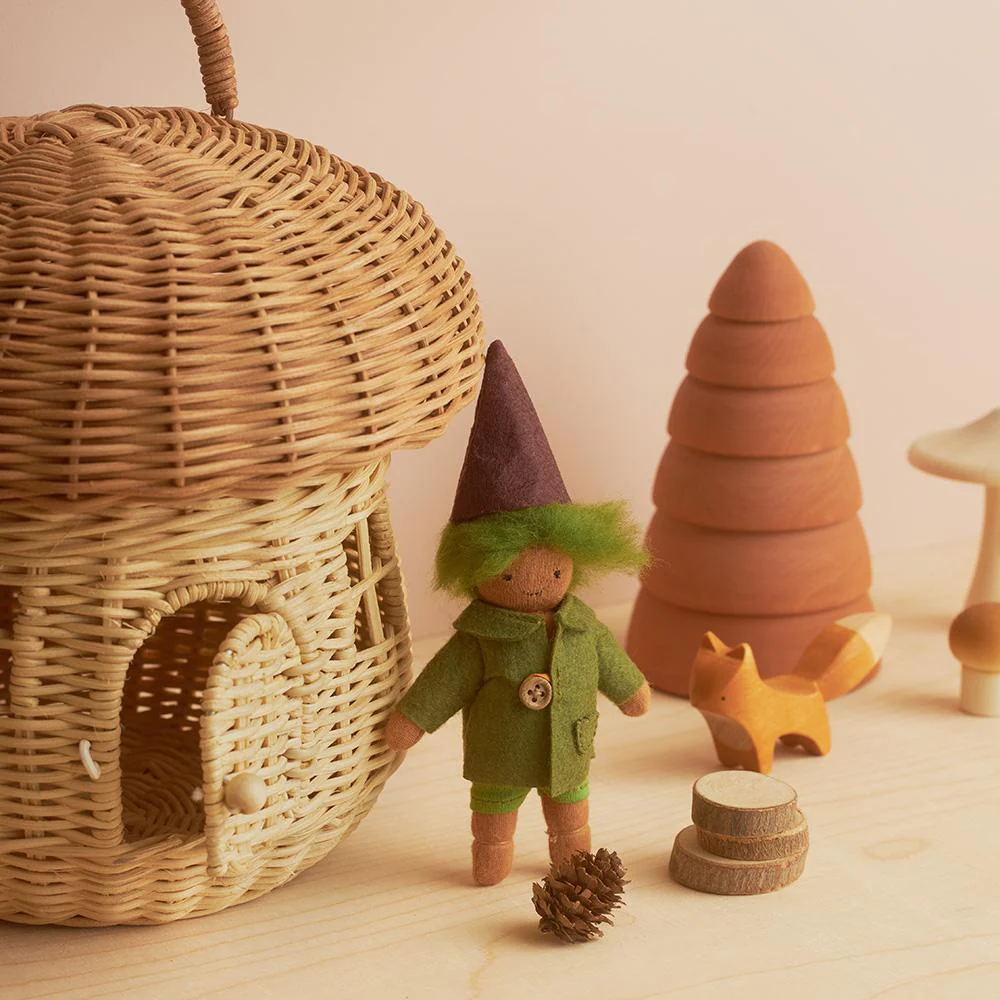 Olli Ella Mushroom Basket Natural Cestino Rattan